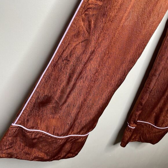 UNTITLED IN MOTION Satin Pants Women Small Brown Wide Leg Pajama Suiting - Picture 6 of 16